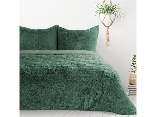Teplé obliečky na posteľ s jemným, vysokým vlasom - Tiffany zelené, prikrývka 220 x 200 cm + 2 vankúše 70 x 80 cm